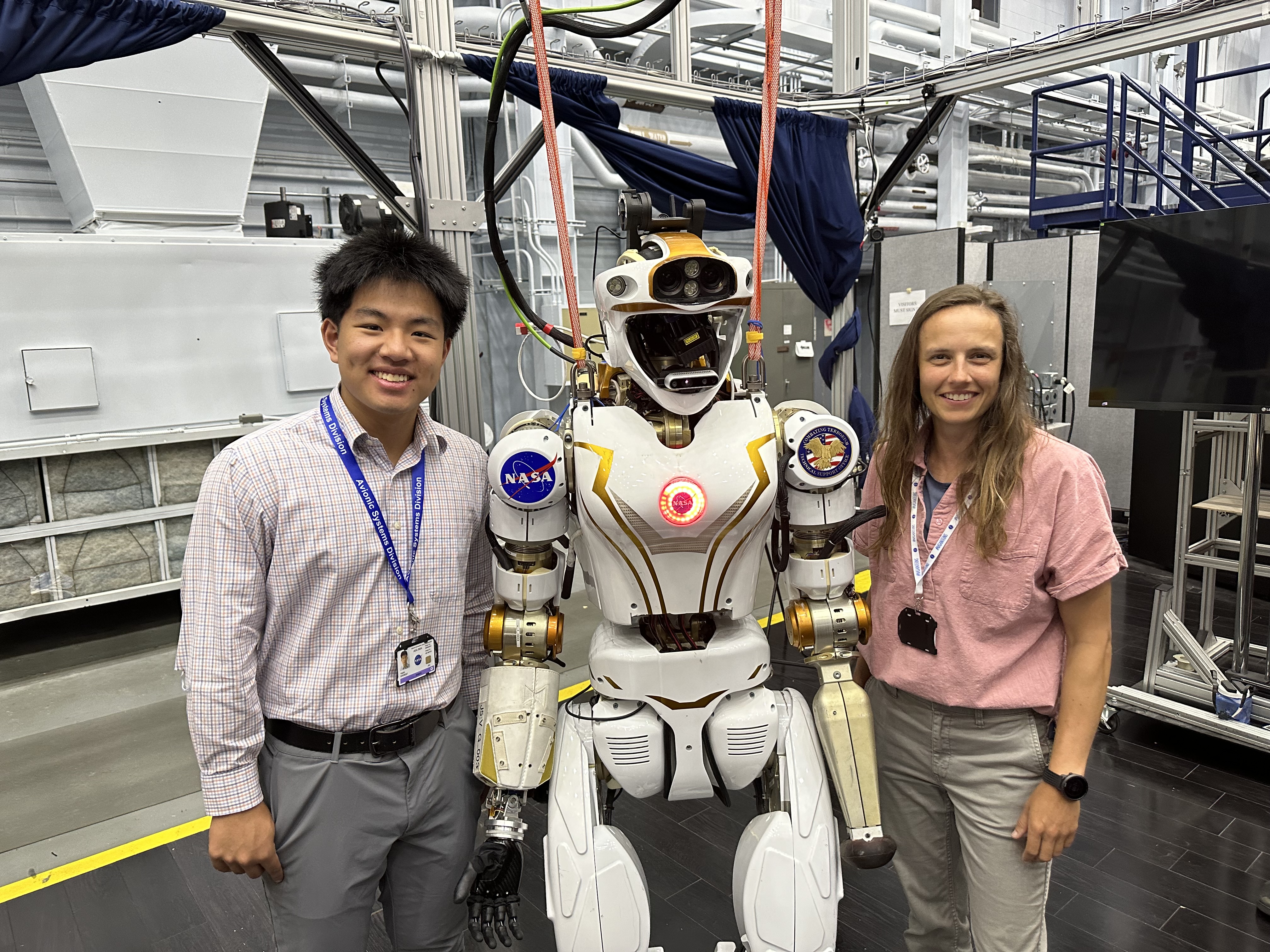 My intern partner Kim and I with NASA's humanoid, Valkyrie